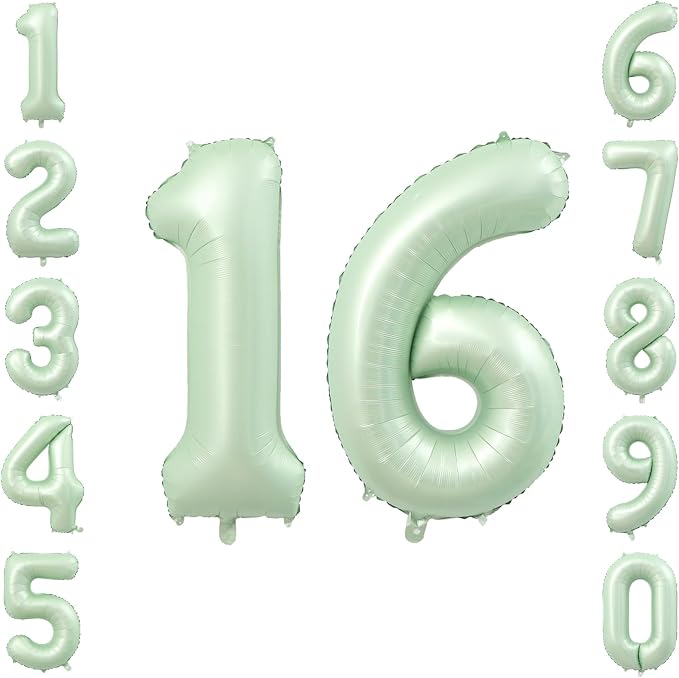Olive Green Number 16 Balloon 40 Inch, Botanical Decor by Unknown