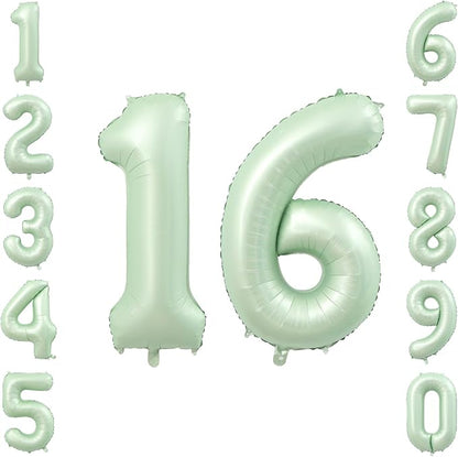 Olive Green Number 16 Balloon 40 Inch, Botanical Decor by Unknown
