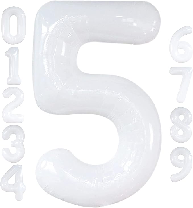KatchOn White Number 5 Balloons by KatchOn