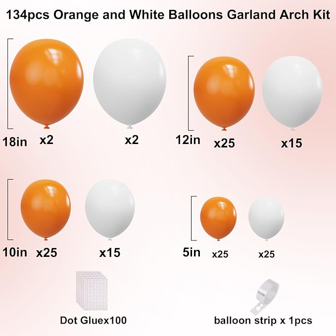YMSZ Orange Balloons Arch Kit, Thanksgiving Day Party Decoration | 134pcs - Image 2
