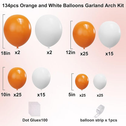 YMSZ Orange Balloons Arch Kit, Thanksgiving Day Party Decoration | 134pcs - Image 2