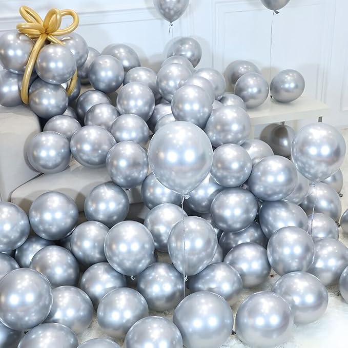400 Pack Silver Balloons 5 Inch Metallic Chrome Silver Latex Small Balloon - Image 3