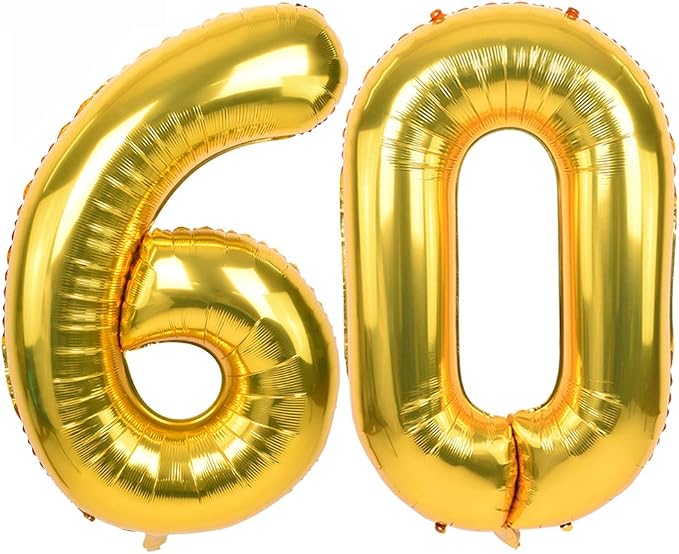 TONIFUL 40 Inch Gold Foil Number 60 Balloon, 60th Birthday Decorations | Gold by TONIFUL