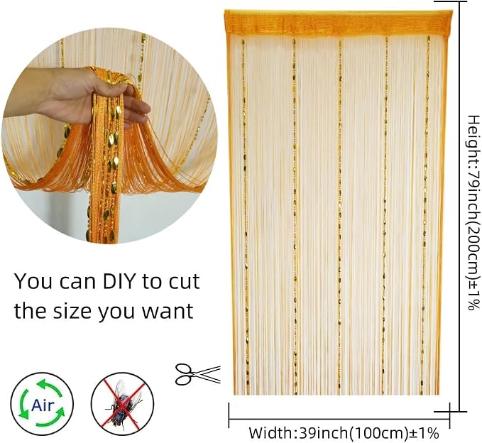 ave split 100cmX200cm Decorative Door String Curtain Beads Wall Panel Fringe - Image 2