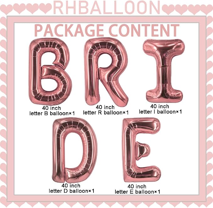 Rose Gold Bride Balloons 40 Inch Wedding Balloons Bridal Shower Balloon - Image 3