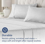 King Pillow Cases Set of 4 - Ultra Soft Hotel Quality Pillowcase Covers - Comfy, Cozy & Wrinkle Free - Shrinkage and Fade Resistant - Machine Washable Pillow Protectors - 4 Piece Set - Grey Stripes 2