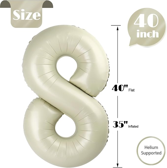 Cream Number 8 Balloon 40 Inch - Image 5