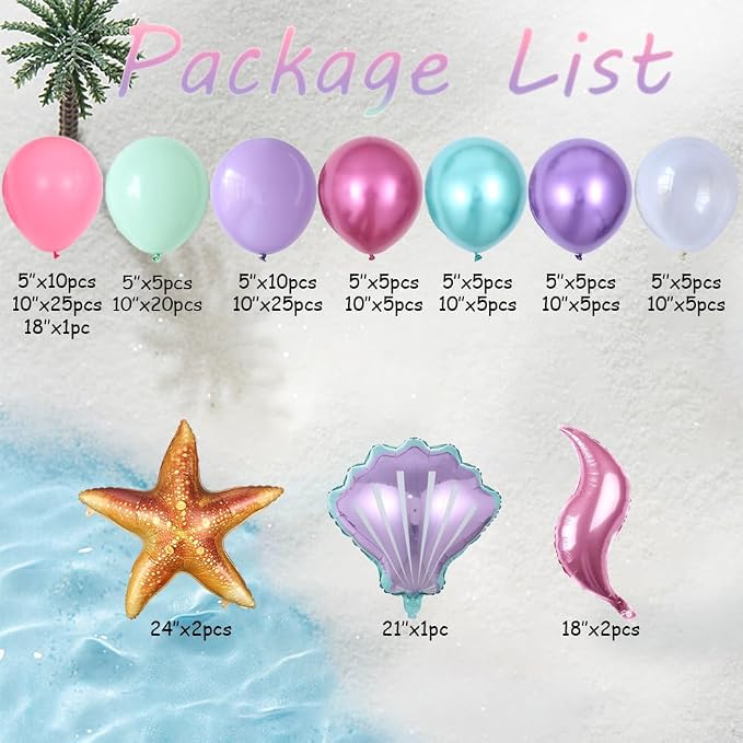 Mermaid Balloon Arch Kit 141pcs Dark Pink and Purple Balloon Garland - Image 2