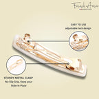 French Amie Small 2 1/4 inch Celluloid Handmade Hair Barrette No Slip Grip Durable Styling Women Hair Accessories Hair Clip for Girls, Made in France(Ivory)