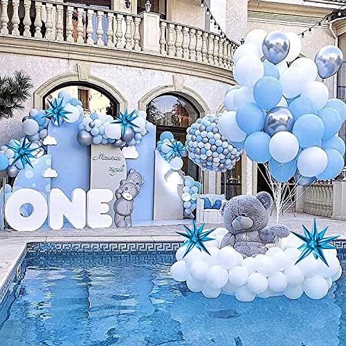 60 PCS Blue Star Balloons, 12 Point Cone Explosion Star Foil Balloons - Image 5