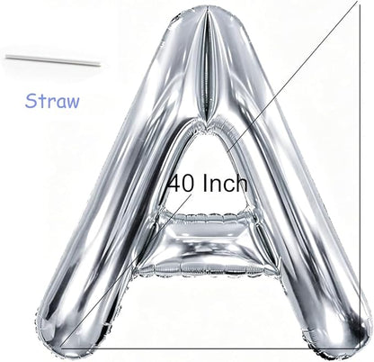 40 Inch Silver Letter Balloon, Large Foil Alphabet Balloons Birthday - Image 6
