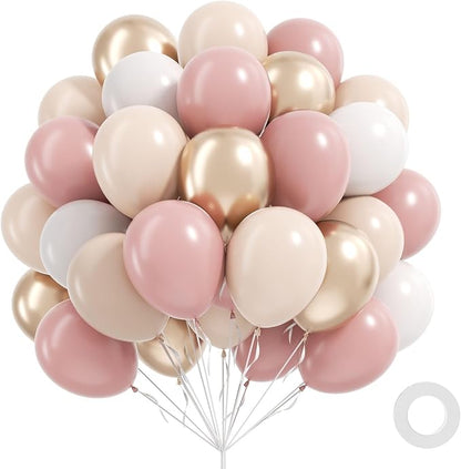 60pcs Pink and Gold Balloons 12inch by Unknown