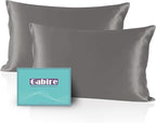 Mulberry Silk Pillow Cases Set of 2, Both Sides Real Silk Pillow Cover for Hair and Skin Cool Pillowcase Organic Silk Pillowcase 2 Pack with Hidden Zipper, Grey, Queen (20"×30")