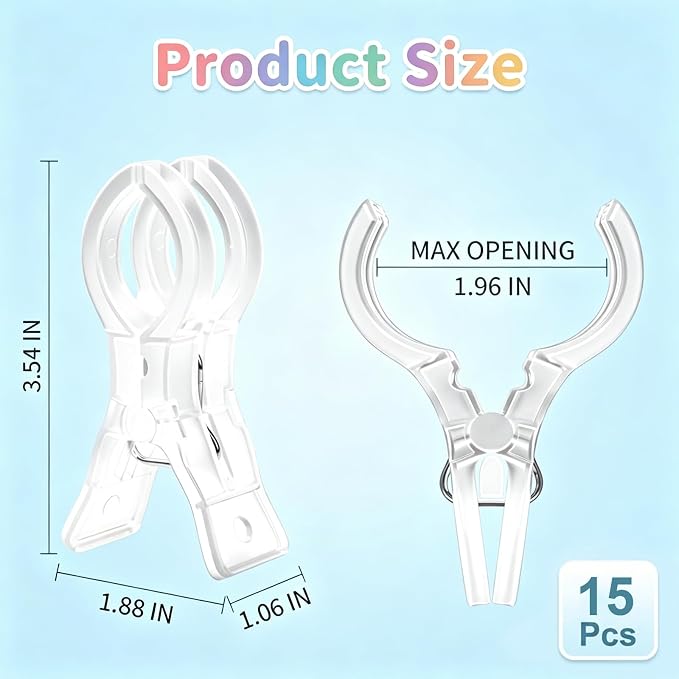 15-Piece Balloon Arch Clips, 3.5" Heavy Duty Clear Spring Clamps | Suitable - Image 2