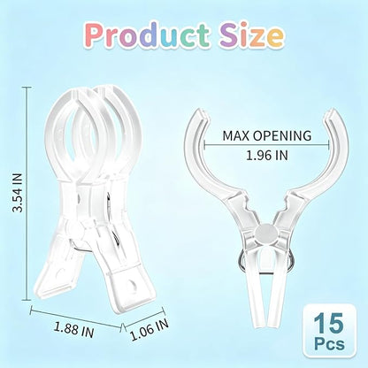 15-Piece Balloon Arch Clips, 3.5" Heavy Duty Clear Spring Clamps | Suitable - Image 2