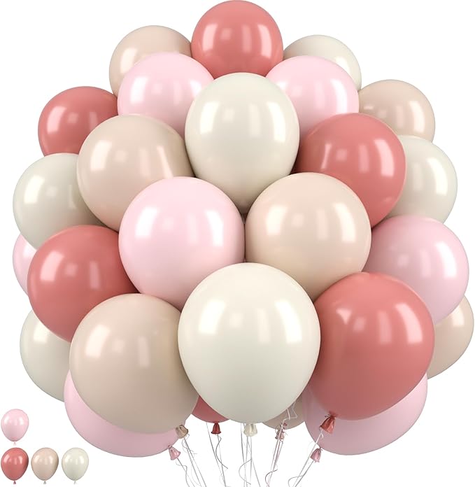 Pink Beige Double Balloons, Nude White Double Stuffed Balloons, Retro Dusty by Paready