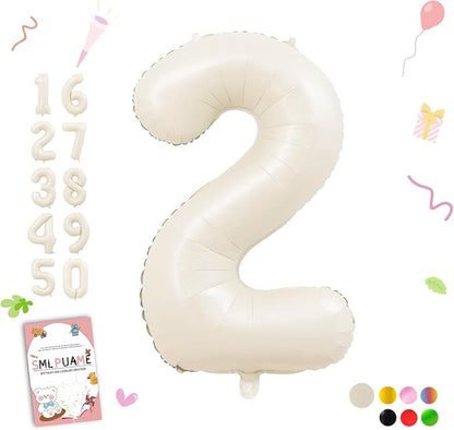 40 Inch Beige Number 2 Balloons by Smlpuame