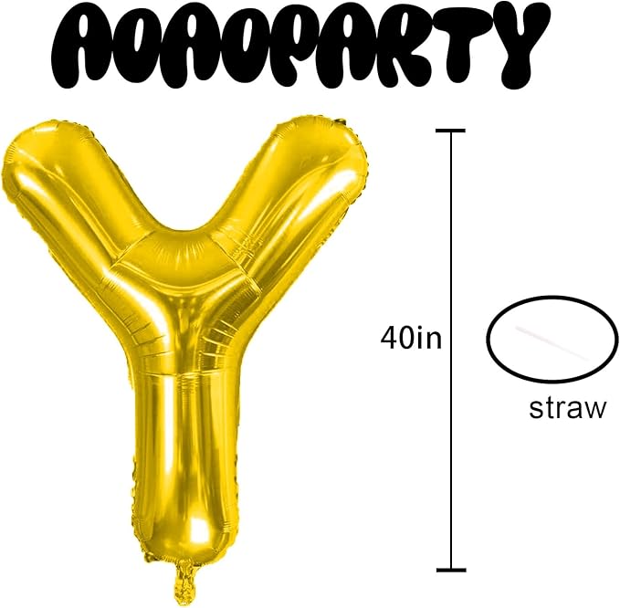 Letter Balloons Gold 40 Inch Y Large Giant Big Foil Mylar Balloon | - Image 3