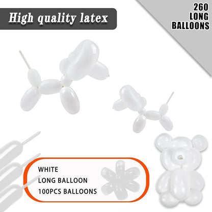 White 260 Long Balloons 100 Pack White Modeling Long Magic Balloons Thickening - Image 2