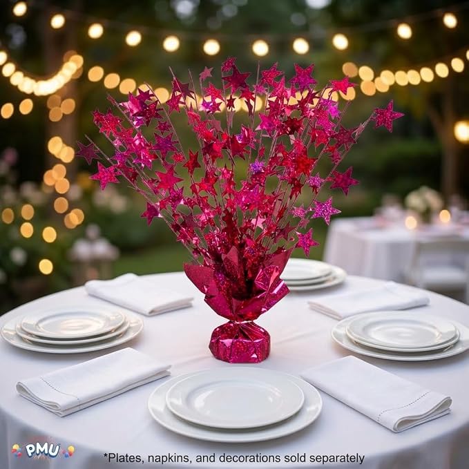 PMU Bursting Star Metallic Foil Spray Centerpiece- Burgundy Prismatic Balloon - Image 7