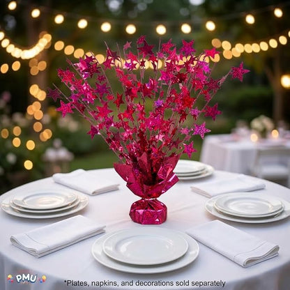 PMU Bursting Star Metallic Foil Spray Centerpiece- Burgundy Prismatic Balloon - Image 7