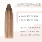 Human Hair Tape in Extensions, Chestnut Brown to Light Brown Mixed Light Blonde Hair Extensions Real Human Hair 20 Inch 20pcs Remy Straight Tape ins Invisible Tape in Hair (2/6/18K#,20 Inch)