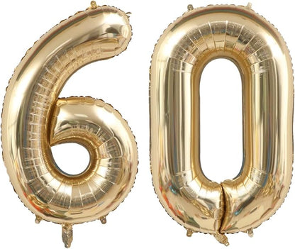 Light Gold 60 Number Balloons 40 Inch White Gold Giant 60 Foil Mylar Helium | by ANGEL+Q+HOUSE