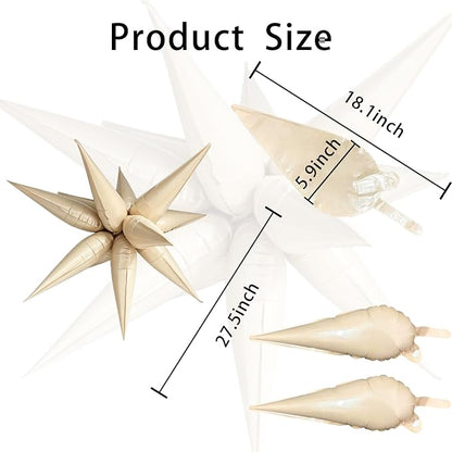 Cream Star Balloons Foil 60Pcs Mylar Spike Balloons Neutral Baby Shower - Image 7