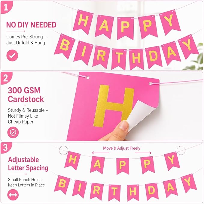 Rose Happy Birthday Banner Sign - Image 3
