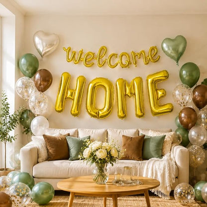 TONIFUL 2 Size Gold Foil WELCOME HOME Balloons Banner Letter Decorations | - Image 6
