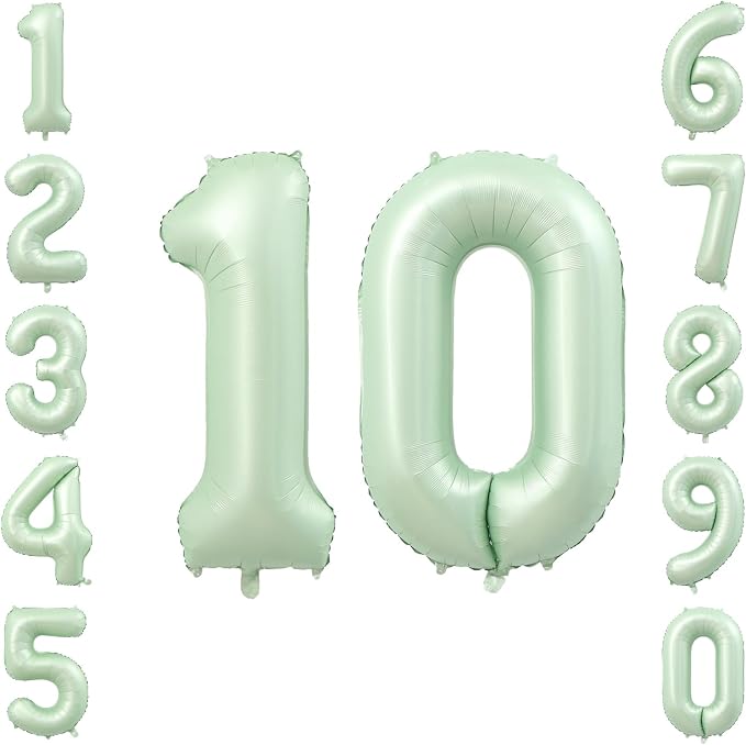 Olive Green Number 10 Balloon 40 Inch, Backdrop by Unknown