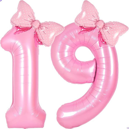 Pink 19 Balloon Numbers Pink Birthday Decorations by Unknown