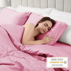 Lirex Satin Pillowcase for Hair and Skin, Super Soft and Cooling Similar to Silk，2 Pack King Size 20"X 40" Pillow Cases with Envelope Closure, Gifts for Women Men, Sakura Pink