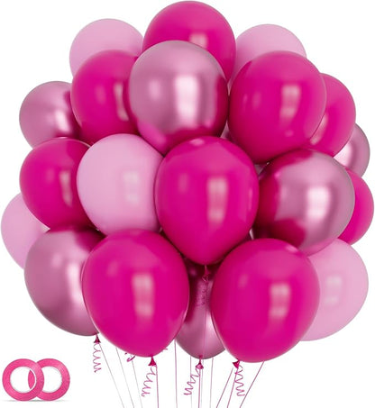 100Pcs Pink Balloons 12Inch Hot Pink Metallic Pink Balloon Light Pink Balloon by ASIYUHY