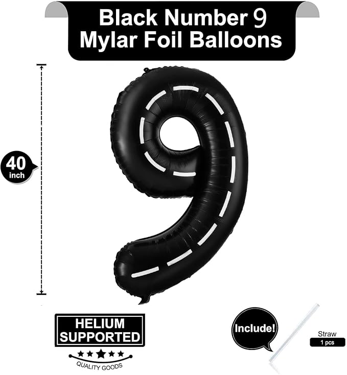 9 Number Race Car Balloons - Image 2