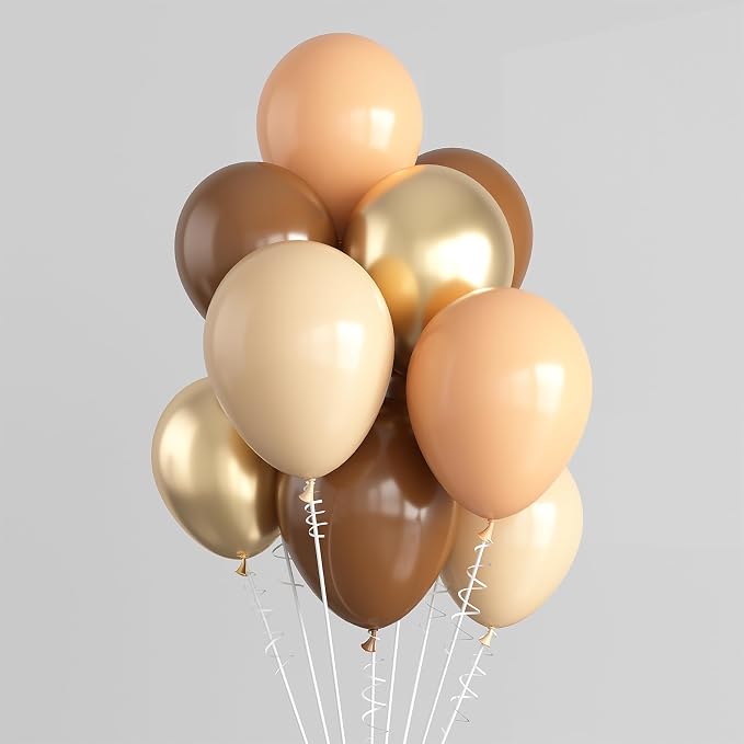Balloons Brown and Gold, 60 Packs 12 Inch Retro Brown Cream Beige Balloon Sand - Image 3
