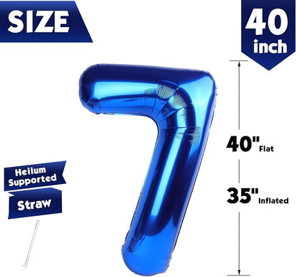 40 Inch Navy Blue Number 7 Balloon, 7th Blue Birthday Party Decorations | 40 - Image 5
