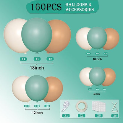 Green White Brown Balloon Garland Arch Kit - Image 2