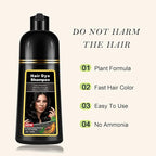 Instant Black Hair Dye Shampoo 3 in 1 for Men Women, Herbal Hair Color Shampoo for Gray Hair Coverage, Natural Champu Para Canas Easy to Use 17.6 FL OZ (Black)