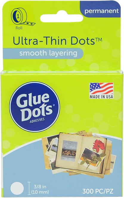 Glue Dots Clear Dot Roll, Ultra Thin .375" 300/Pkg by GlueDots