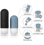 16 Pack Travel Bottles Set - TSA Approved Leak Proof Silicone Squeezable Containers for Toiletries, Conditioner, Shampoo, Lotion & Body Wash Accessories (Black)