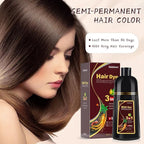 Bablabear Dark Brown Hair Color Shampoo for Gray Hair 500ML Instant Hair Dye Shampoo for Men & Women-3 in 1 Color Shampoo