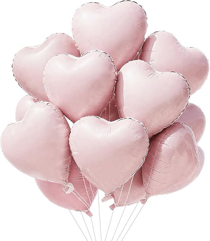 TONIFUL 15 Pcs Baby Pink Heart Balloons 18 Inch Heart Shape Foil Balloon | by TONIFUL