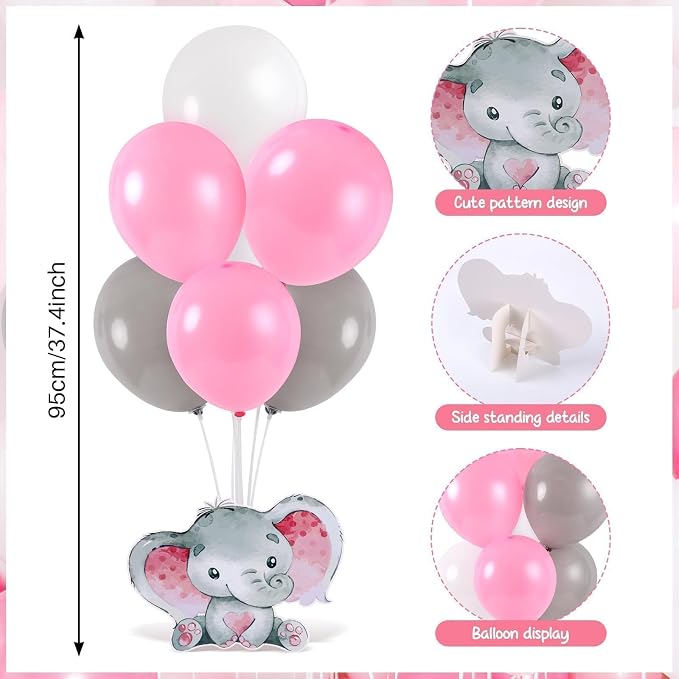 12 Sets Elephant Baby Shower Balloon Stand Kit - Image 4