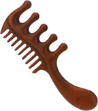 Scraping Massage Comb, Wooden Scalp Massager with Wide & Fine Tooth Scalp Relaxation Tool for Hair Caring Gift