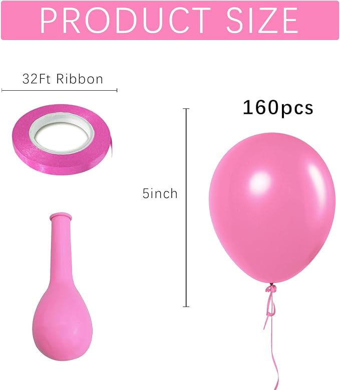 Pink Balloons Pink Birthday Decorations 160 Pack 5 inch Round Gender Reveal - Image 2