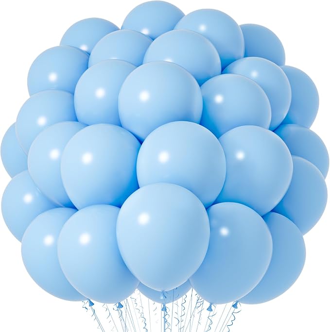 Voircoloria 66pcs Light Blue Baby Blue Latex Party Balloons, 12inch | by Voircoloria