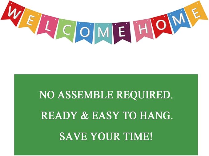 Pre Strung Welcome Home Banner, Colorful Paper Welcome Home Sign Decoration - Image 3