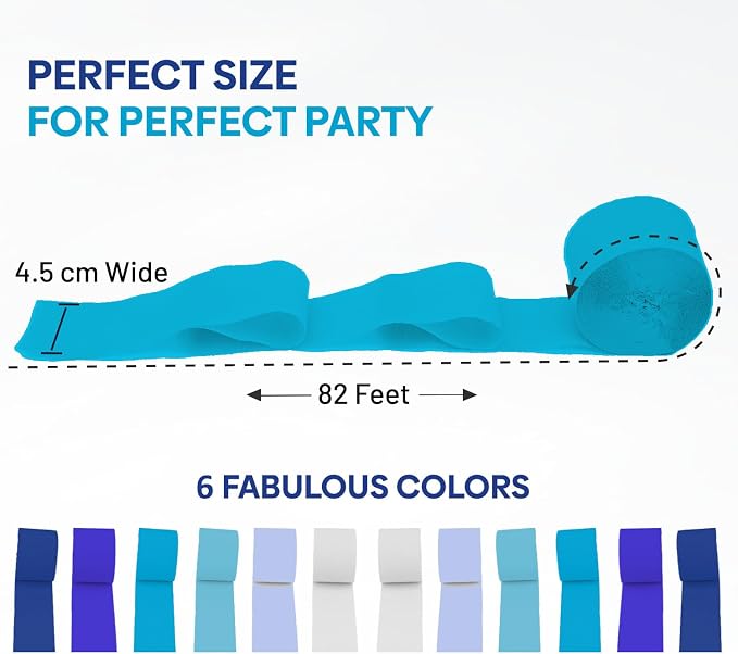 12 Blue White Streamers, 984ft Pack of Crepe Paper Party Decorations | Each - Image 3