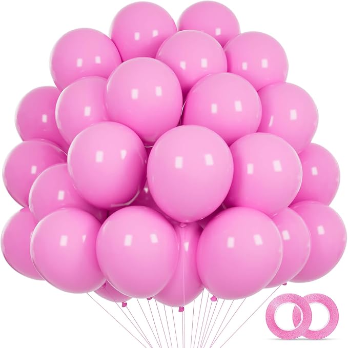 Pink Balloons 110Pcs, 5 Inch Small Pink Latex Party Balloons, Mini Thick Pink by KUULBELAballoons